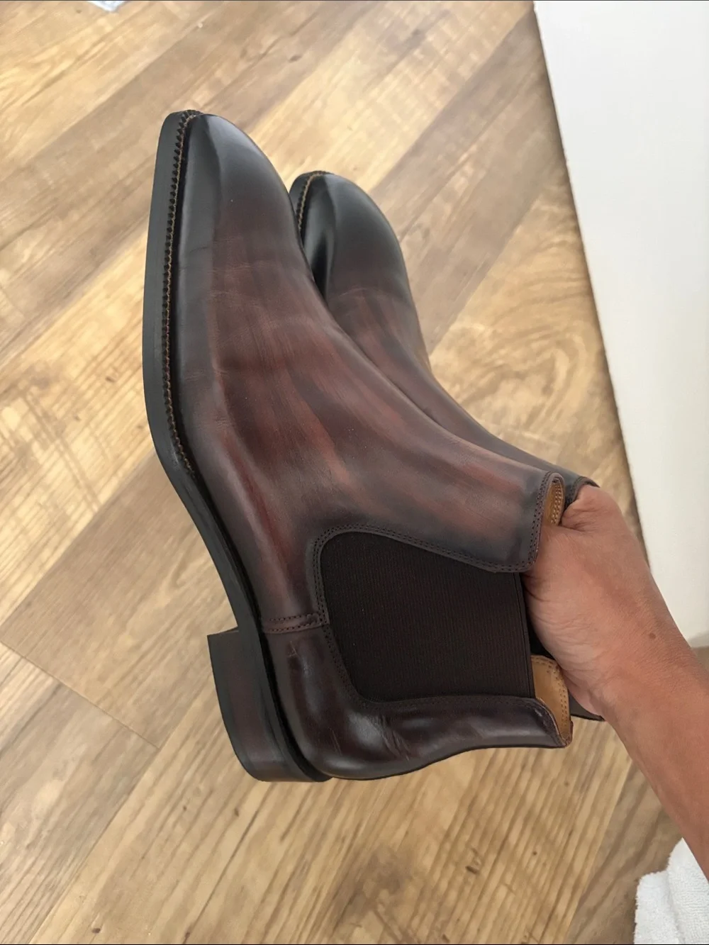 Men's Tobacco Brown Leather Chukka Boots with Elastic Side Panels